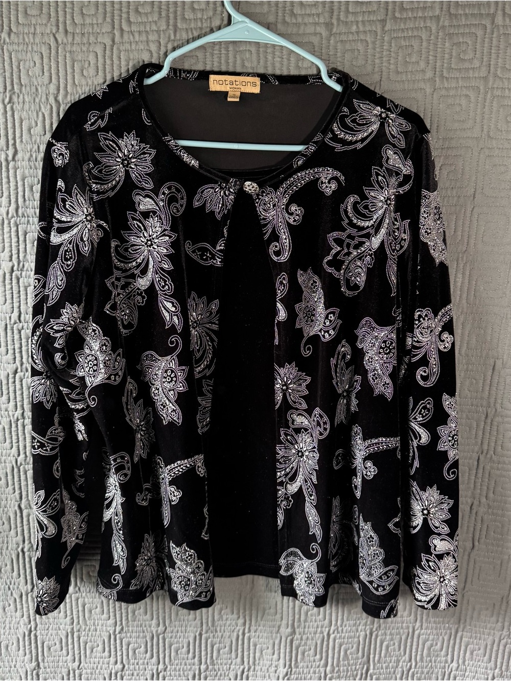 Notations Cardigan Women’s 1x Black Embezzlement Ployester Blend WVTF0107